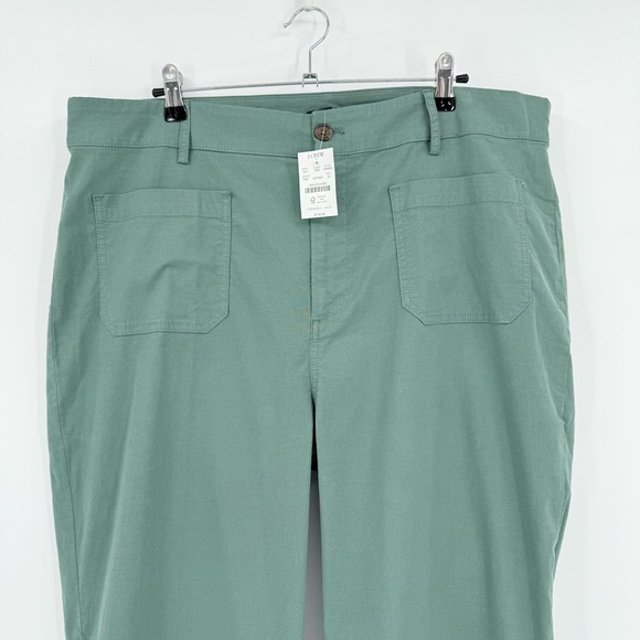 J. Crew Lizzie Linen Cotton High-rise Patch-pocket Wide Leg Pant Green Size 35 - Picture 14 of 15